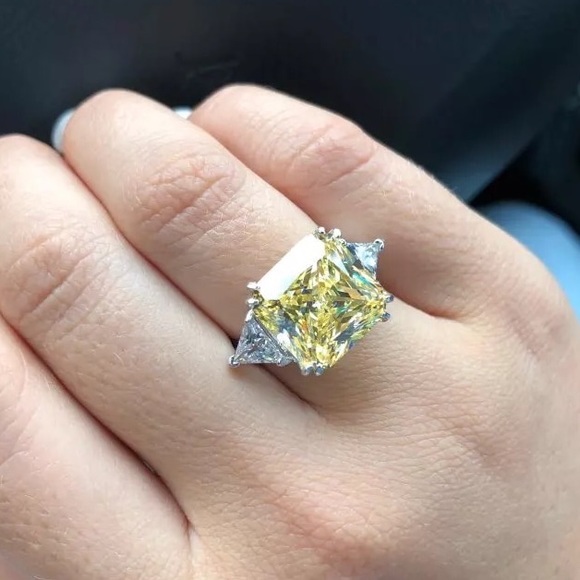 8ct Radiant Cut Canary Ring - Picture 6 of 15